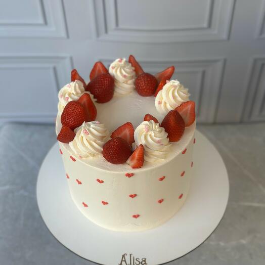 Red Hearts Strawberry Cake - Summer Mix