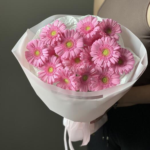 Букет розовых Гербер 15 шт