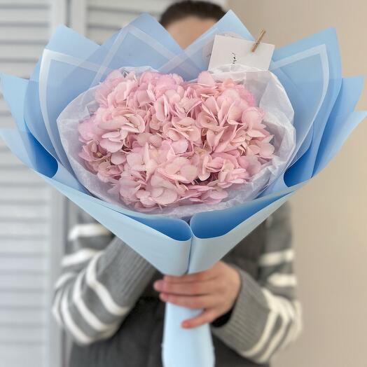 Pink hydrangea in a mono bouquet