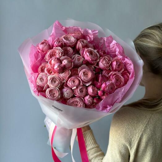 Delicate Barbie Bouquet with peony rose Silva pink