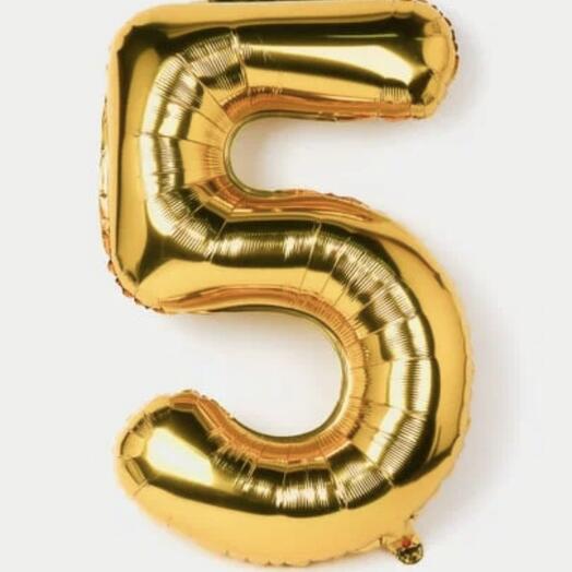 Шар цифра золото "5"