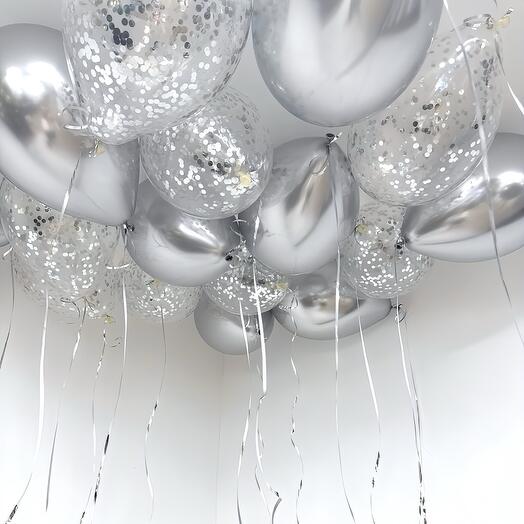 Сет из 15 шаров «Серебро» под потолок