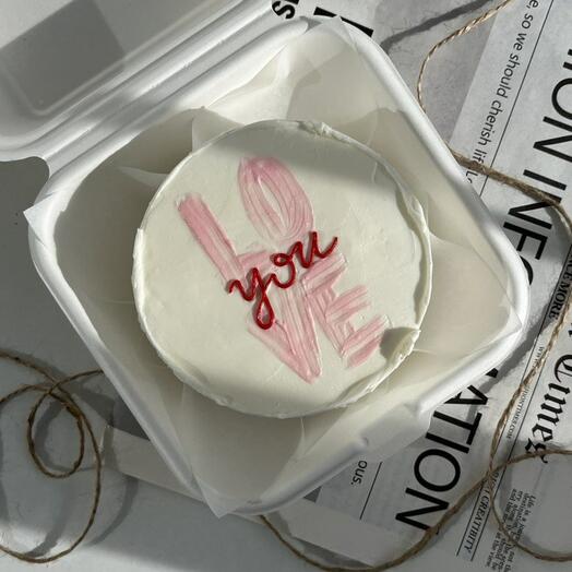 Бенто торт с надписью "Love you", торт для парня, торт для мужа, торт для жены, торт на 14 февраля