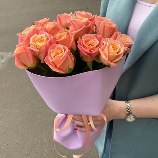 Букет из 15 оранжевых роз