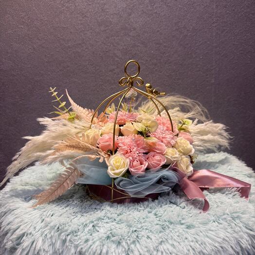 Золотое Гнездышко , интерьерный букет из мыла