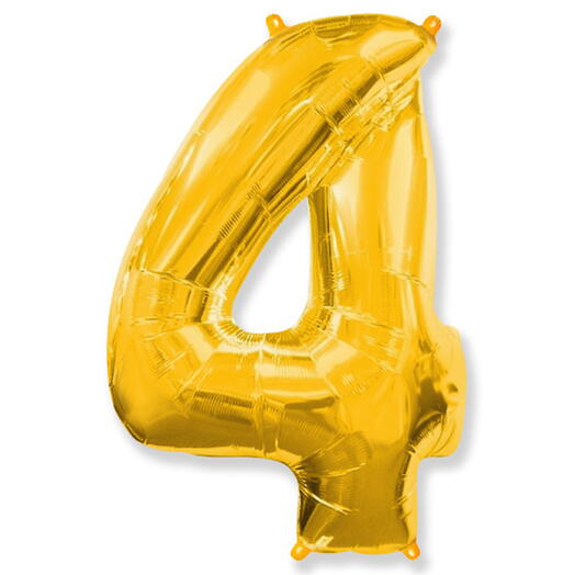 Шар фольгированный Цифра "4" золото