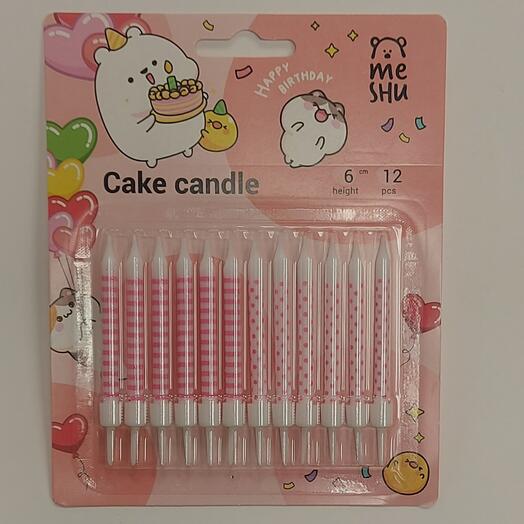 Свеча для торта MESHU "Pink patten", 12шт