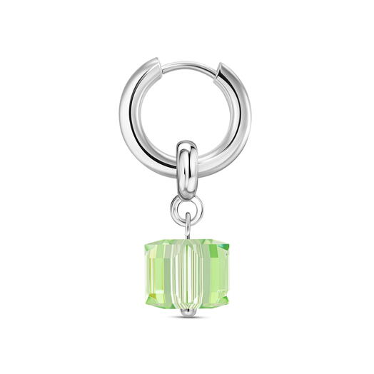 Моносерьга с кристаллом Swarovski в салатовом цвете