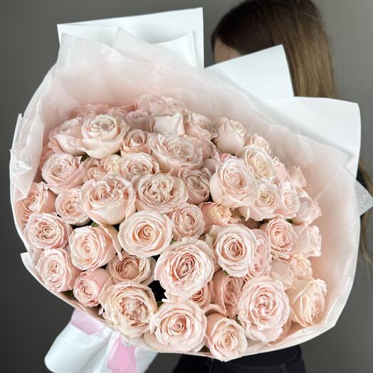 Розовые Пионовидные розы (21 шт)