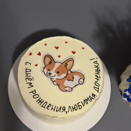Торт корги с днем рождения
