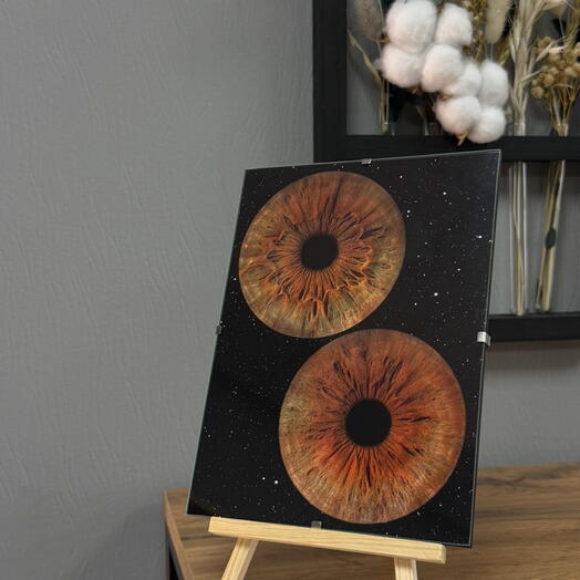 Парная фотосессия радужек глаз А5 в стекле к 8 марта