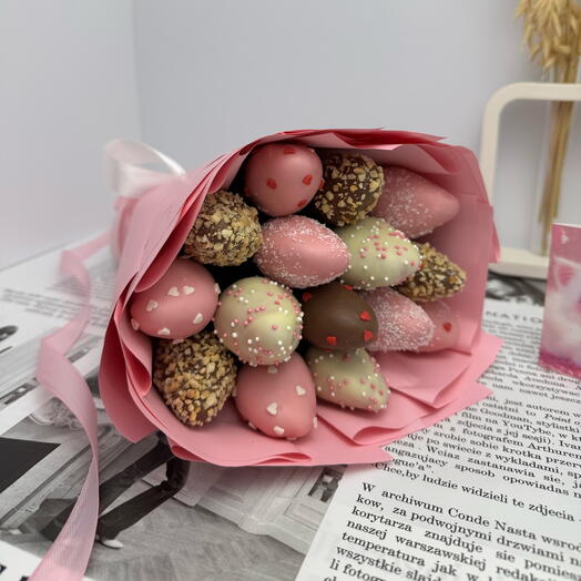 Букет из клубники в шоколаде (Callebaut)15 шт Букет маме, мамуле