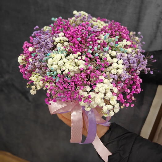 Цветы в коробке гипсофила микс