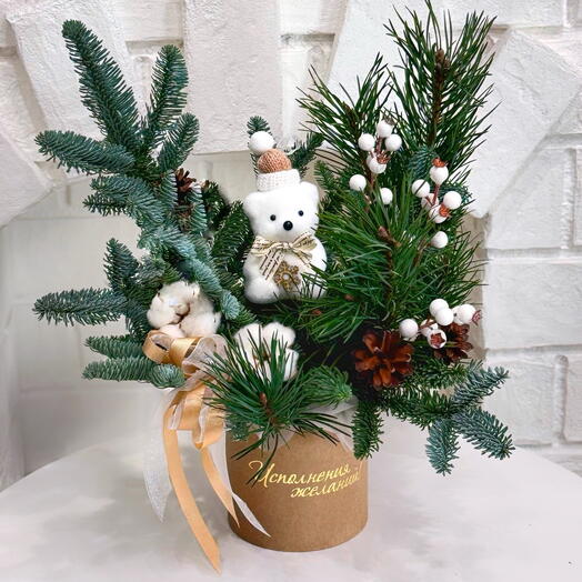 Новогодняя композиция «Мишка в сосновом бору». Арт. 345