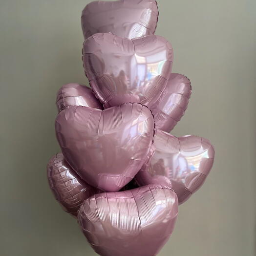 Букет з кульок рожеві серця 10шт