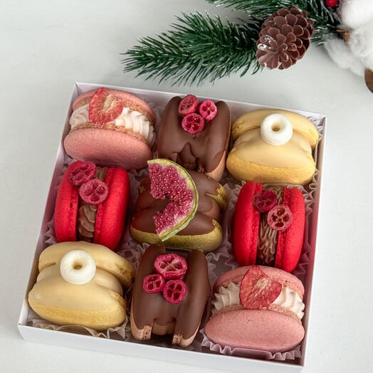 Набор макарон,макарун 9 шт в прозрачной коробке