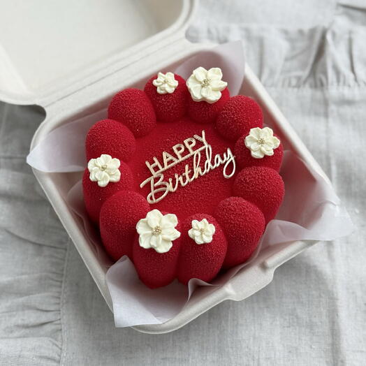 Муссовый бенто Happy birthday с шоколадными цветами