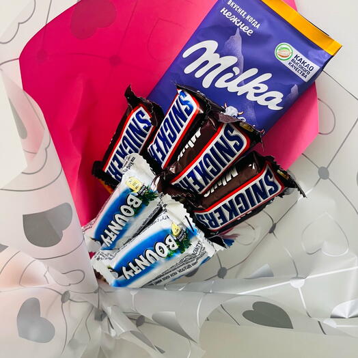 Сладкий букет Milka, Snickers и Bounty