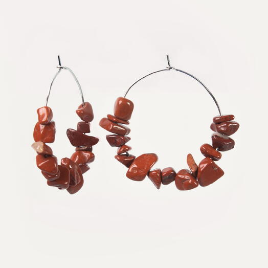 Серьги Корица Красная яшма Rh+ (EAR1028)