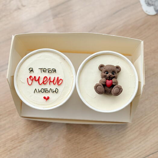 Тортик в стаканчике с мишкой