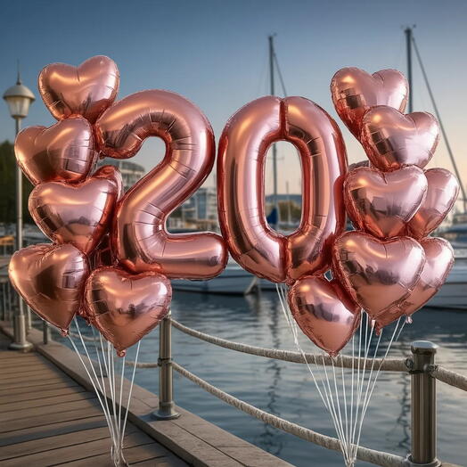 Воздушные шары с Днем рождения 20 лет 🎁