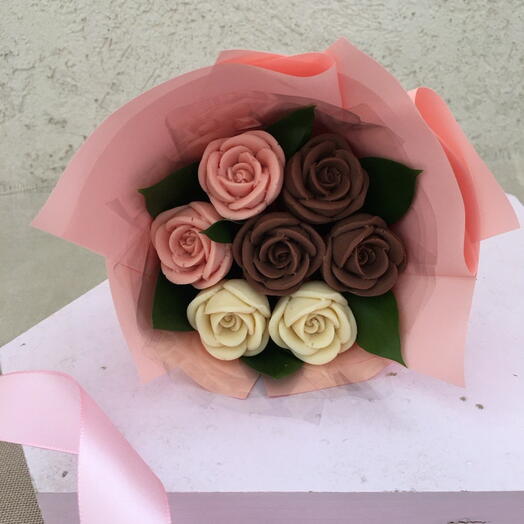 Букет из 7 роз 😍 бельгийский шоколад. Сладкий подарок, подарок из шоколада, шоколадный букет