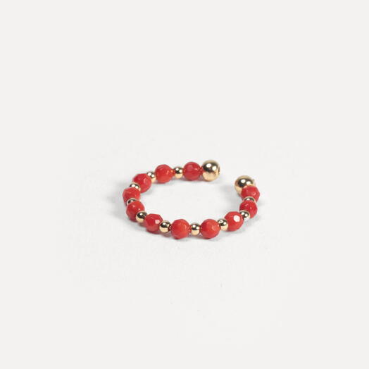 Кольцо Ваниль Красный коралл 14K р-р 16-18 (RIN1015)