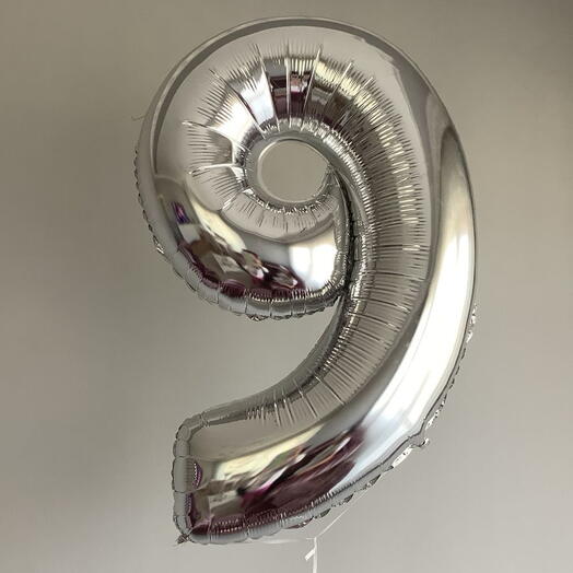Шар цифра серебро"9"