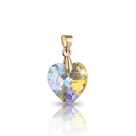 Кулон желтое сердце HIGHLIGHT на шею, с кристаллом Swarovski