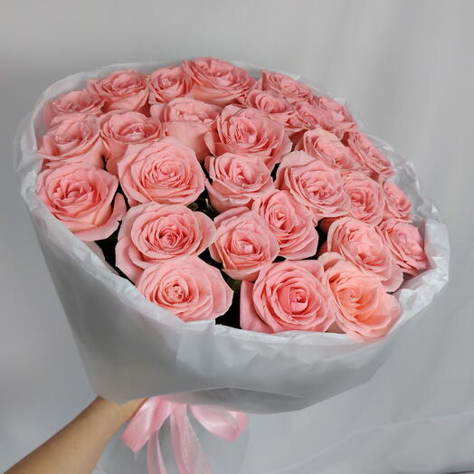 💞 Нежный букет "PERVOЦВЕТ" из 29 розовых роз