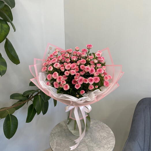 Моно 15 кустовых розовых роз 💕