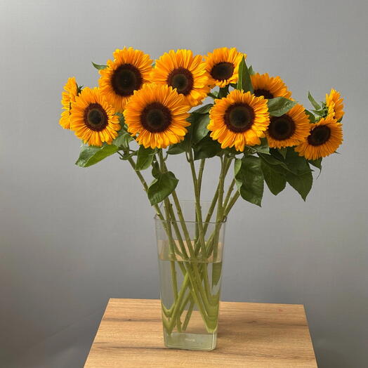 Ваза подсолнухов 11 шт 🌻