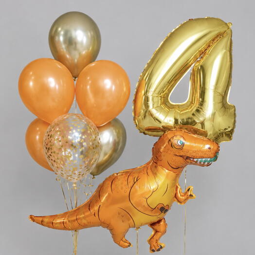 🦖 Набор шаров «Динозавр с цифрой»