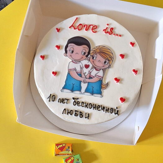 Торт Love is... с вашей надписью любимому/любимой, мужу/жене на годовщину, день рождения