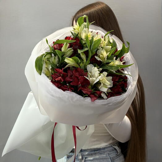 Альстромерия 🌺Букет из бело-красных Альстромерий 🌺