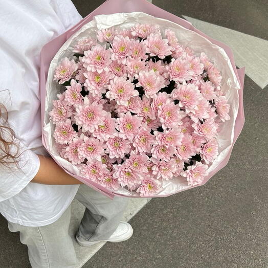 9 розовых хризантем