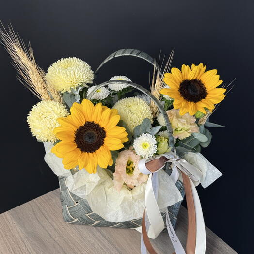 Корзинка с подсолнухом размер М🌻