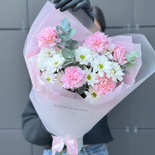 Букет цветов для любимой 🌸/ нежные диантусы с хризантемой 🌸