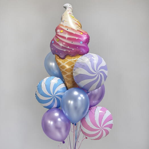 🍦 Набор воздушных шаров «Сладкое мороженое с карамельками»