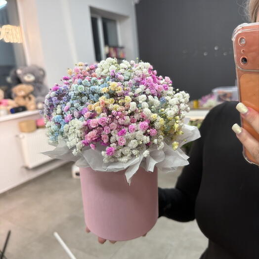 Композиция комплимент из радужной гипсофилы💗