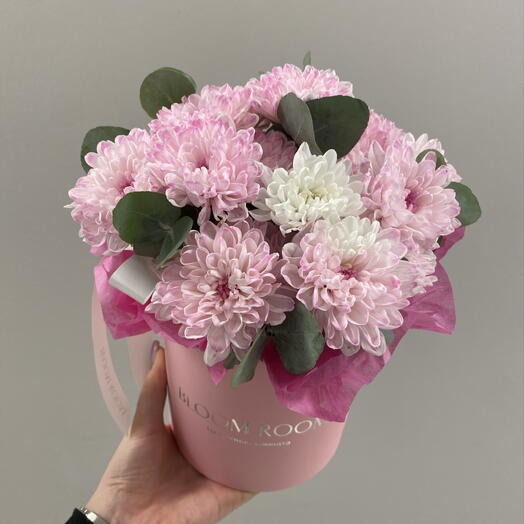 💕Розовая хризантема в коробочке для любимой без повода💕
