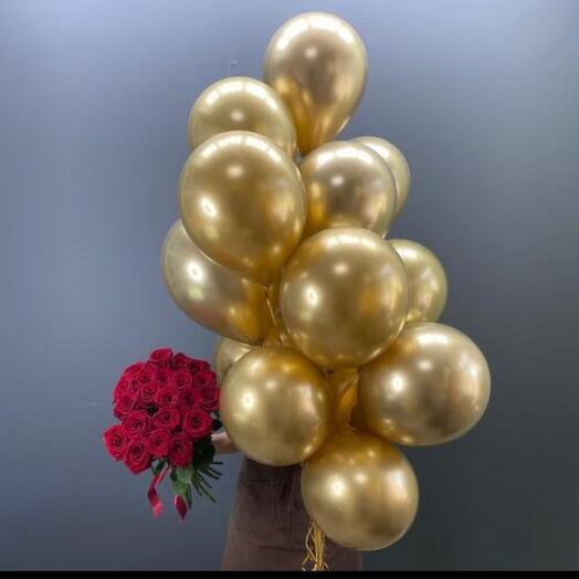 15 globos de helio cromo oro