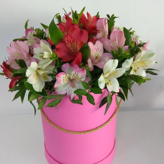 Box with alstroemeria