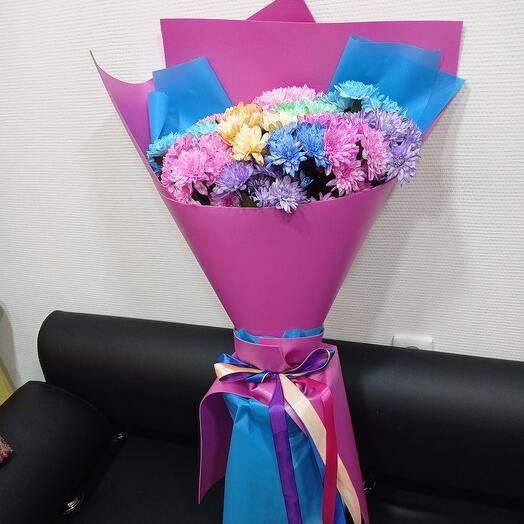 Giant bouquet of colored chrysanthemum