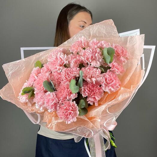 21 диантус💕 розовые гвоздики с эвкалиптом