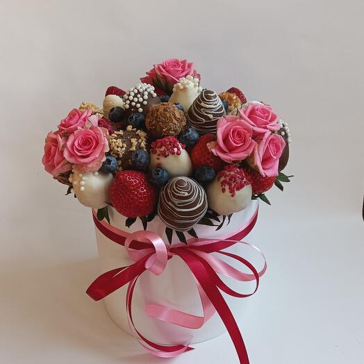 Caja de sombrero fresa, rosa, arándano