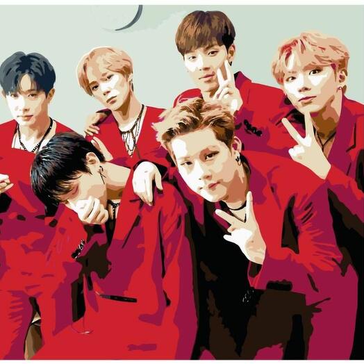 Картина по номерам V-95 "K-pop Monsta X. Участники группы" 40х50