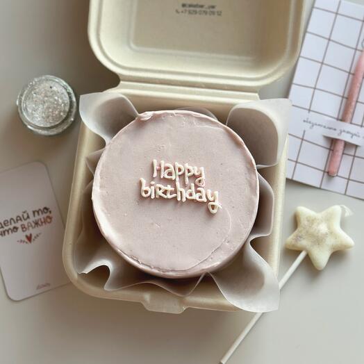 Бенто-торт «Happy birthday» розовый