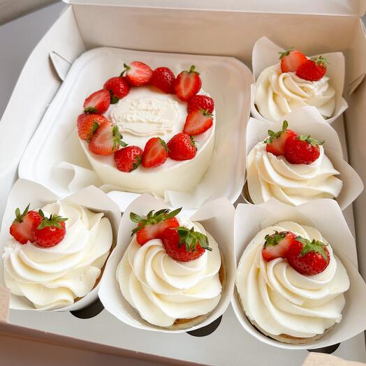 Bento cake and cupcakes for birthday
