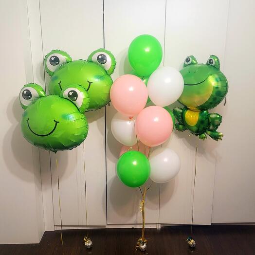 Лягушки 13 шаров с гелием. Яркий набор Ну что,допрыгались?🧐🤭🐸